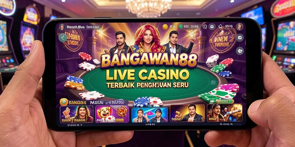 Screenshot gameplay BANGSAWAN88, menampilkan dealer langsung dan suasana casino.