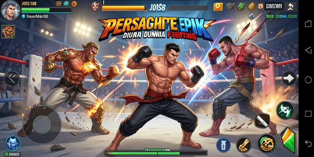 Screenshot gameplay JOSS188 menunjukkan pertarungan karakter dengan efek visual yang menarik.