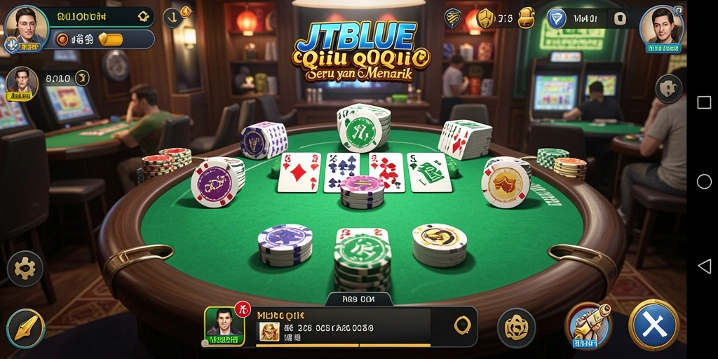 Screenshot menunjukkan gameplay seru QiuQiu dalam JTBLUE.