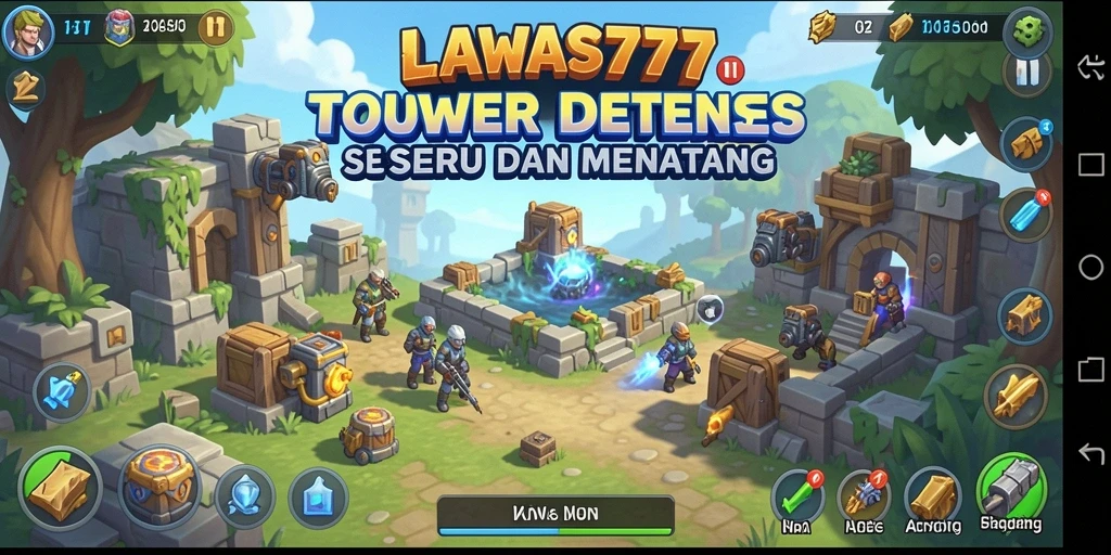 Screenshot gameplay menunjukkan aksi menegangkan Tower Defense.