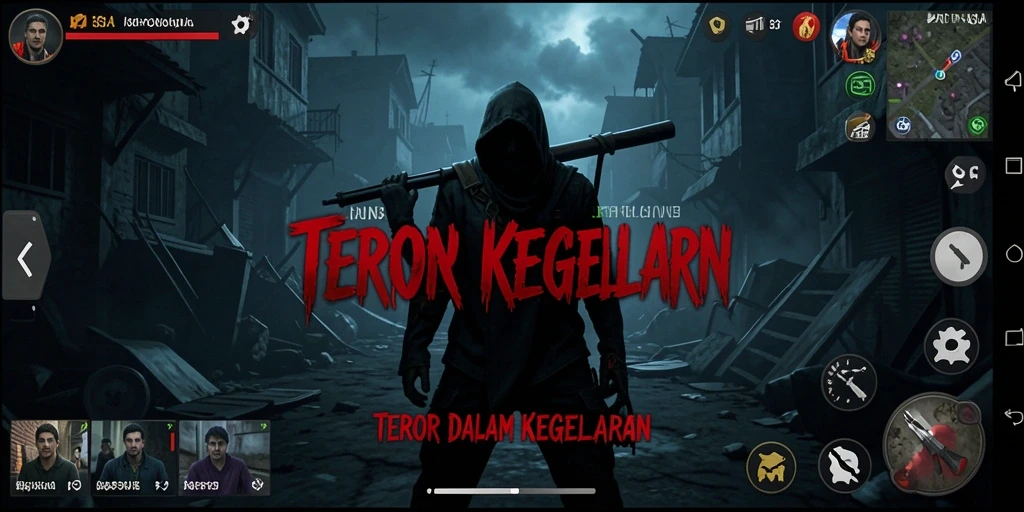 Tampilan gameplay MPONUSA yang penuh ketegangan dan kegelapan.