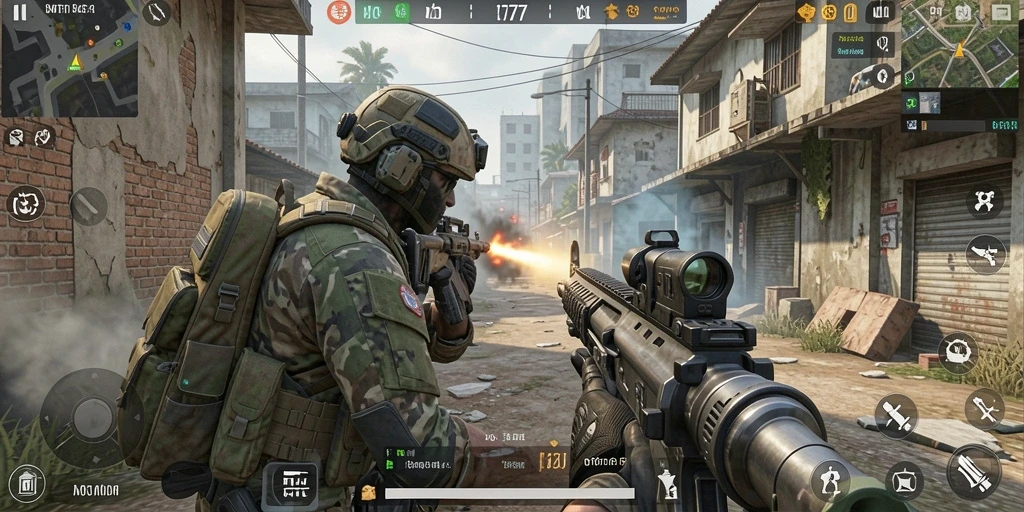 Screenshot gameplay MT777 menampilkan aksi pertempuran yang intens.