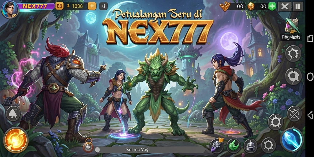 Tangkapan layar utama NEX777 menampilkan gameplay petualangan yang menarik dan interaktif.