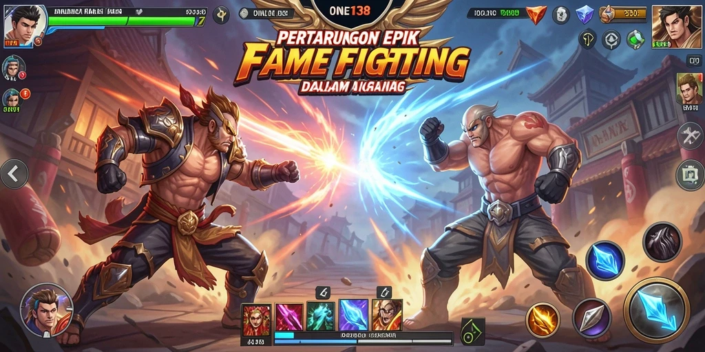Tampilan gameplay <strong>ONLINE138</strong> menampilkan pertarungan seru antara karakter-kreator.