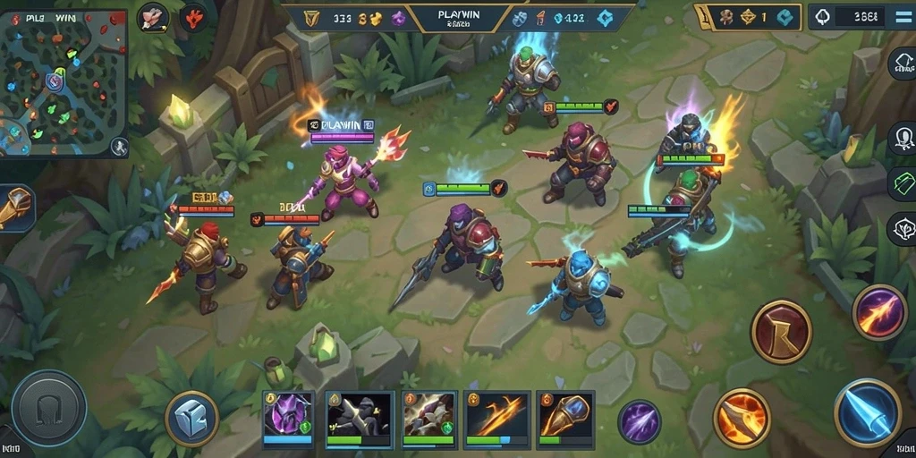Tampilan seru dari pertarungan epik dalam gameplay PLAYWIN.