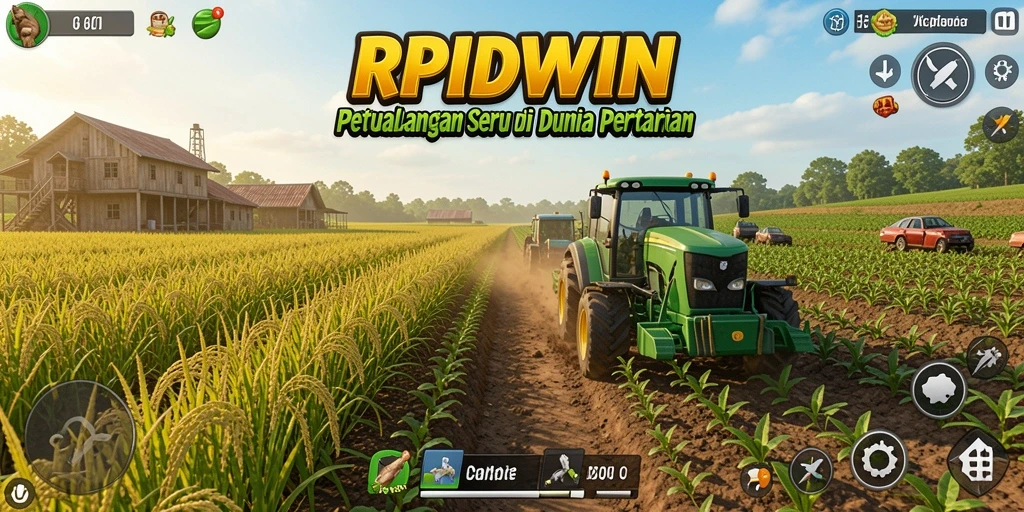 Screenshot gameplay RPIDWIN dengan fokus pada aktivitas pertanian.