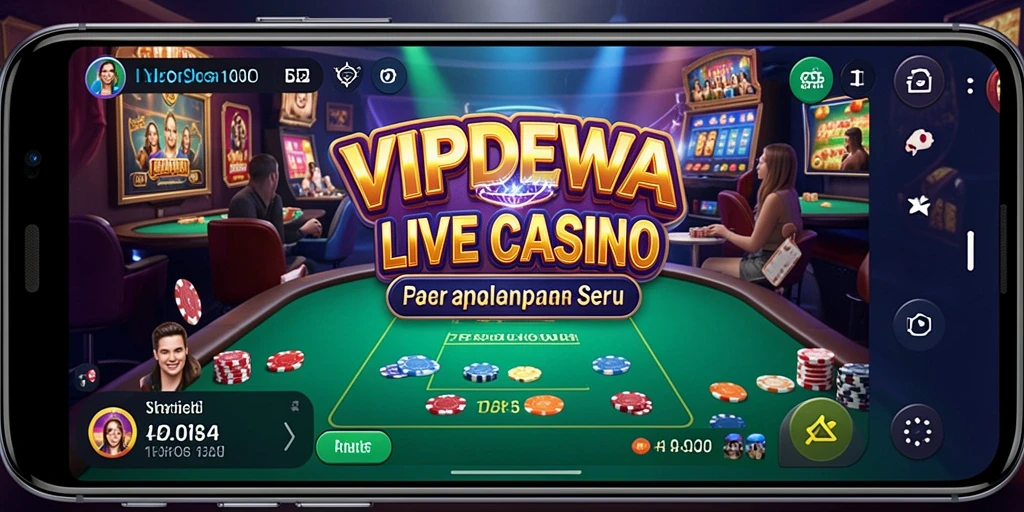 Screenshot gameplay VIPDEWA menampilkan dealer profesional dan interaksi langsung.